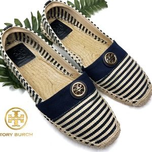 Tory Burch Espadrilles Slip On Blue/Cream Size 10m